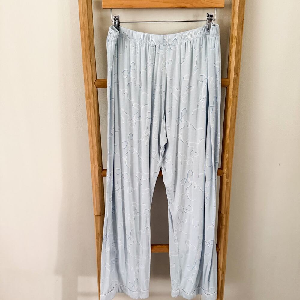 In My Sundays Heirloom Bows Sky Blue Pajama Set XL Tencel Button Front Lounge - Picture 14 of 15